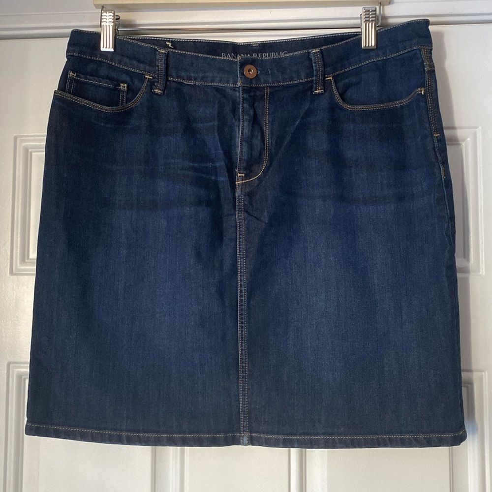 Banana Republic Jean Denim Dark Wash Midi Pencil Skirt Size 32